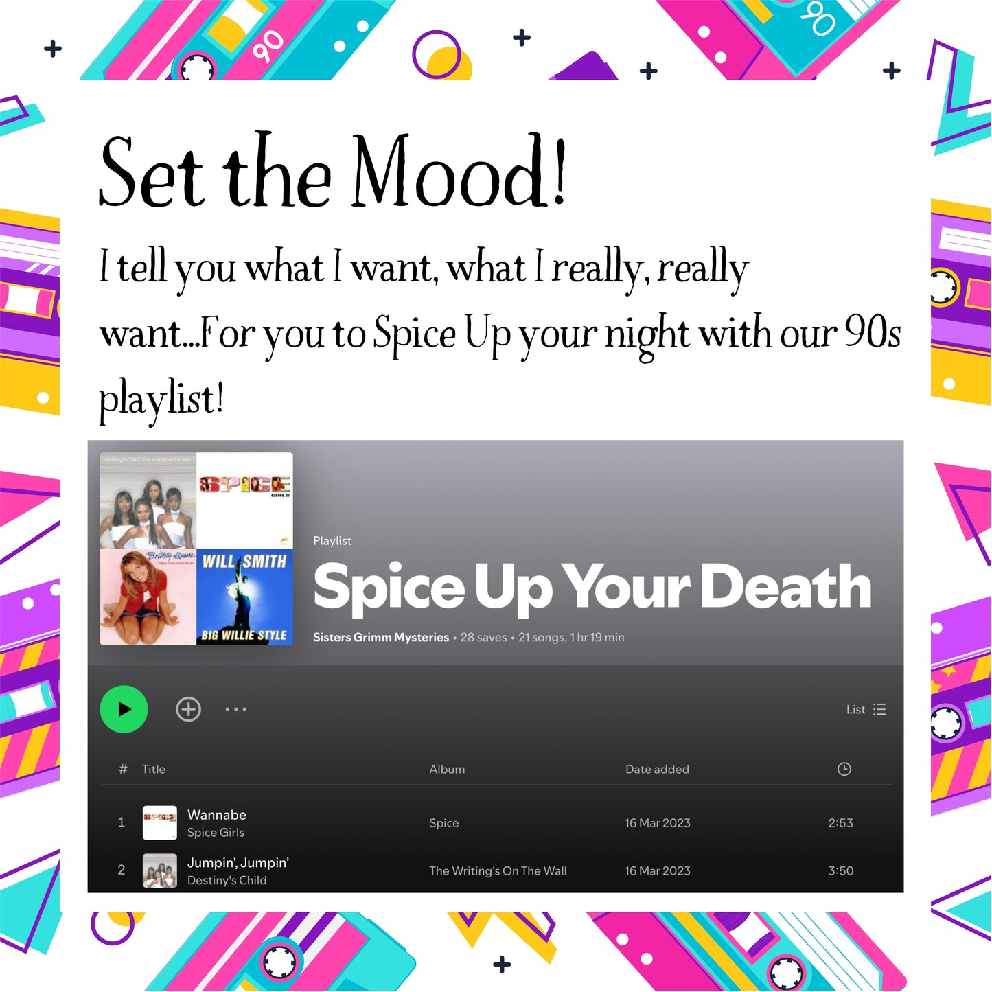 Spice Up Your Death - A 90s Themed Murder Mystery Game (10-20 Guests)