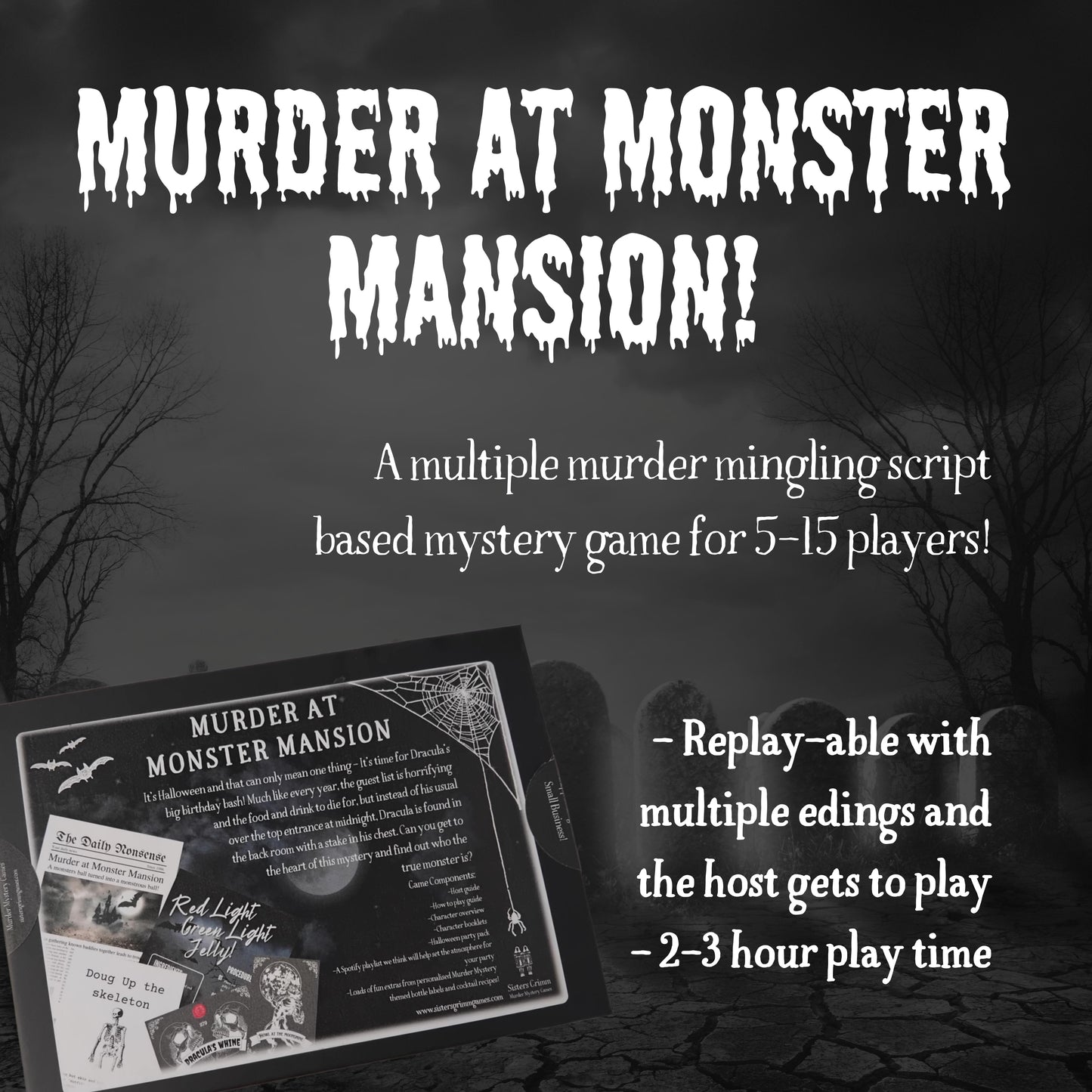 Murder at Monster Mansion - A Monster Murder Mystery Party-in-a-Box (8-15 Guests)