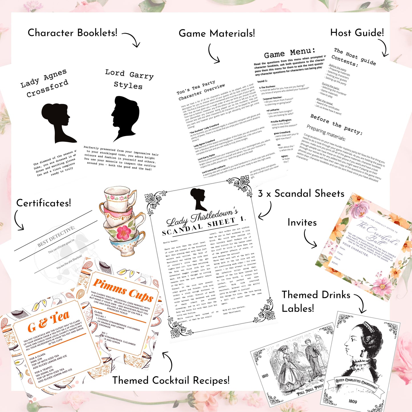 The Ton's Tea Party - A Bridgerton Inspired Murder Mystery Party Game (6-15 Guests) Zoom Edition