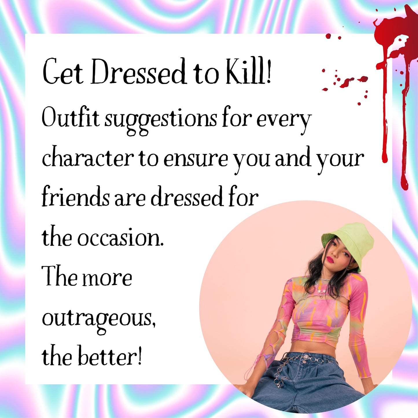 Costume ideas for a 2000 themed murder mystery party. Players dressed to match the party theme for an immersive murder mystery experience.