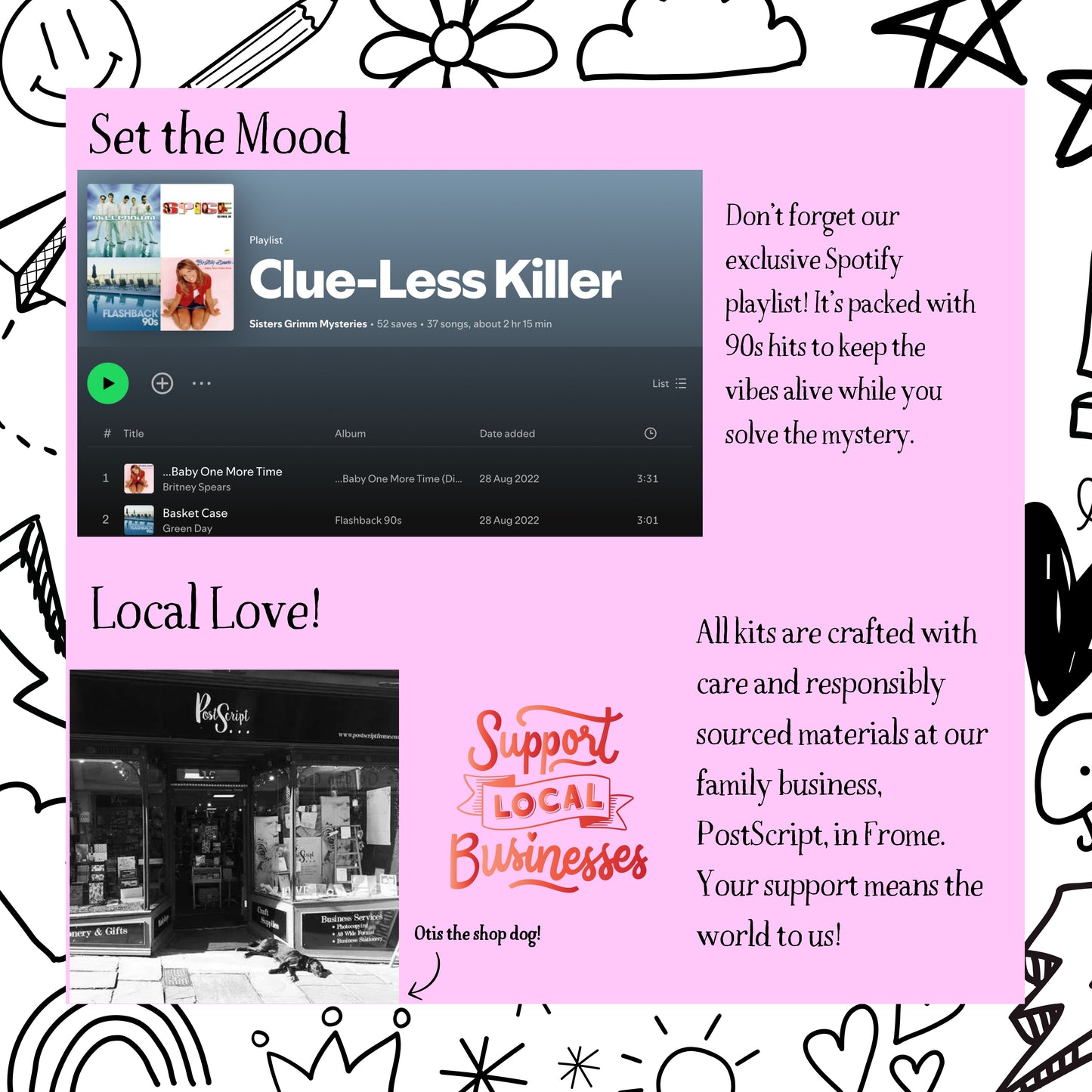 Curated Spotify playlist to set the mood for your 90s murder mystery dinner party. Background music to enhance immersive gameplay.
