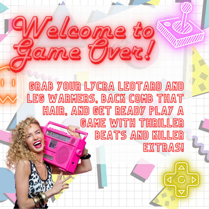 Game Over - An 80s Arcade Themed Murder Mystery Party Game (9-20 Guests)