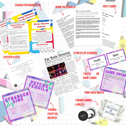 Game Over - An 80s Arcade Themed Murder Mystery Party Game (9-20 Guests)