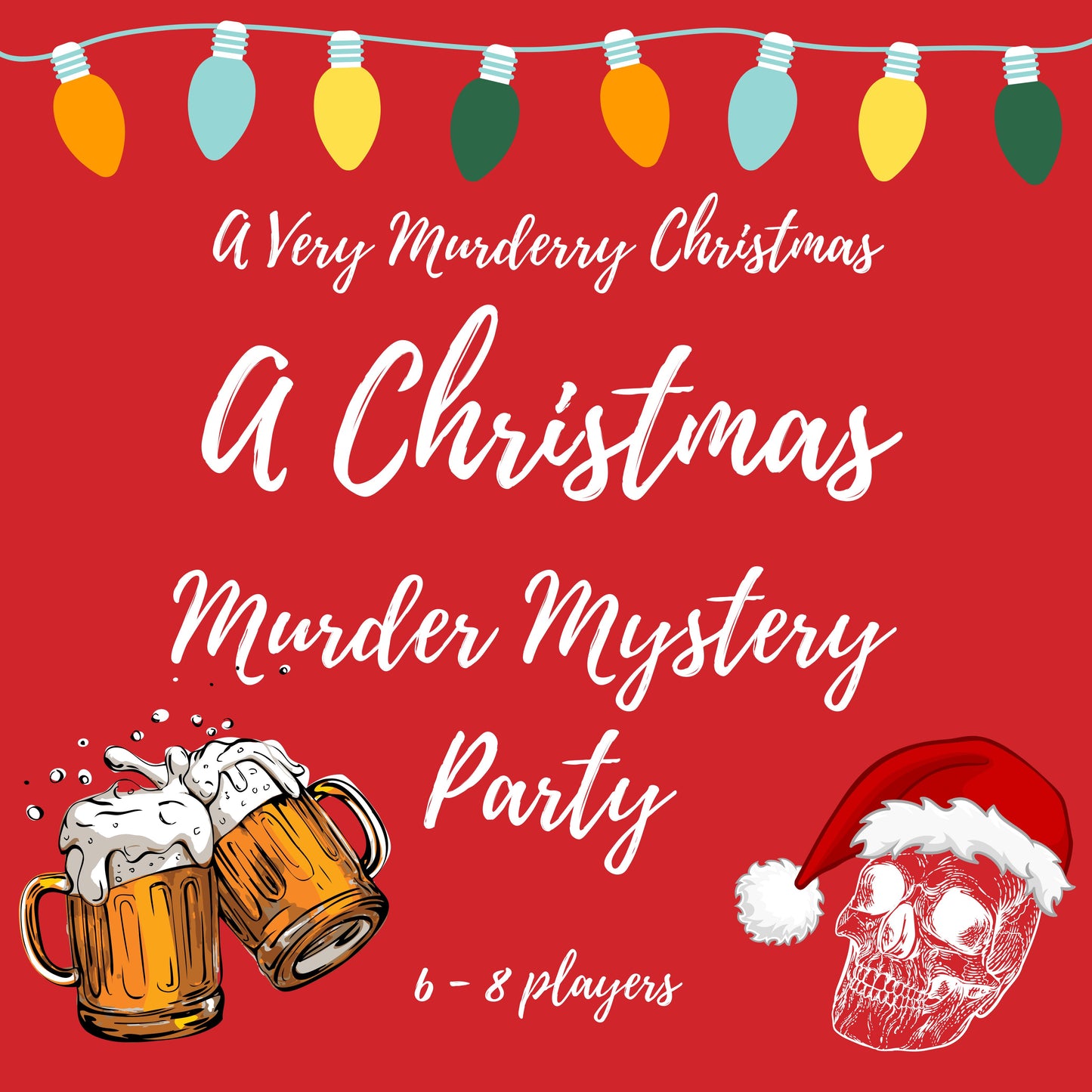 Fun and colourful fully scripted Silly Christmas themed murder mystery party game for 6-8 players