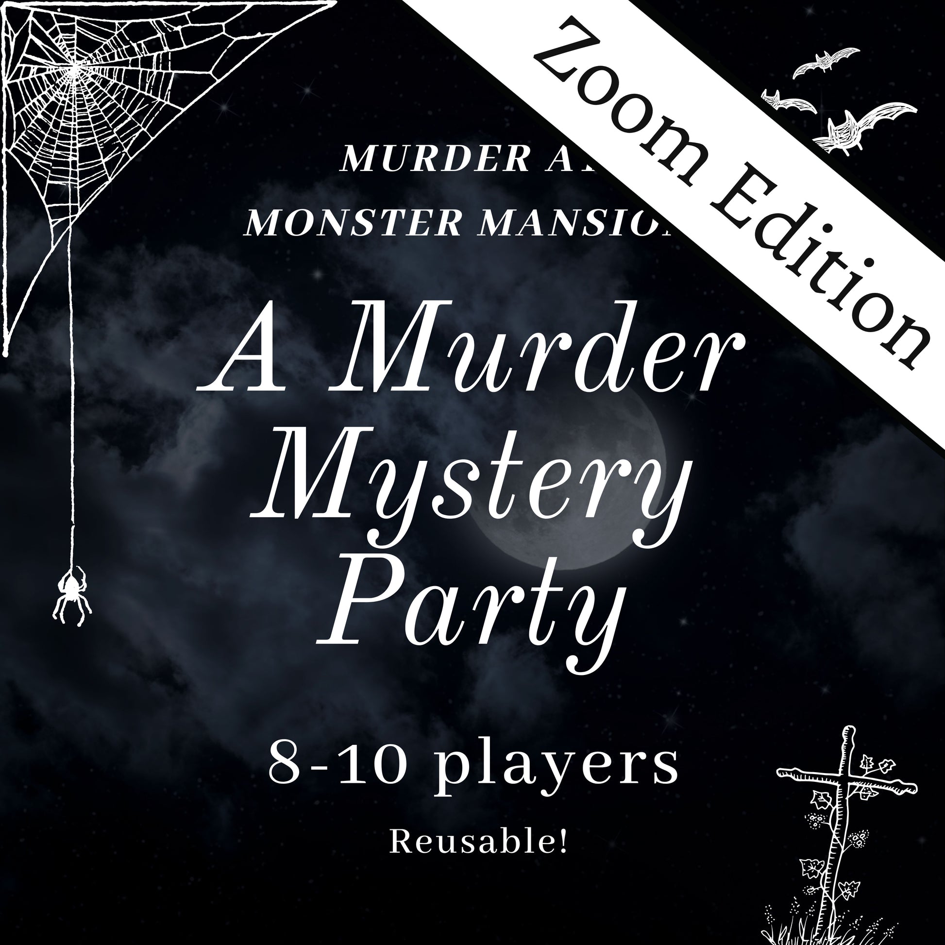 Fun and colourful fully scripted Monster Mansion themed murder mystery party game for 8-10 players