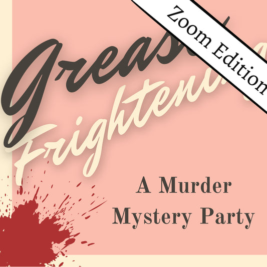 Fun and colourful fully scripted grease themed murder mystery party game for 6-8 players Zoom edition
