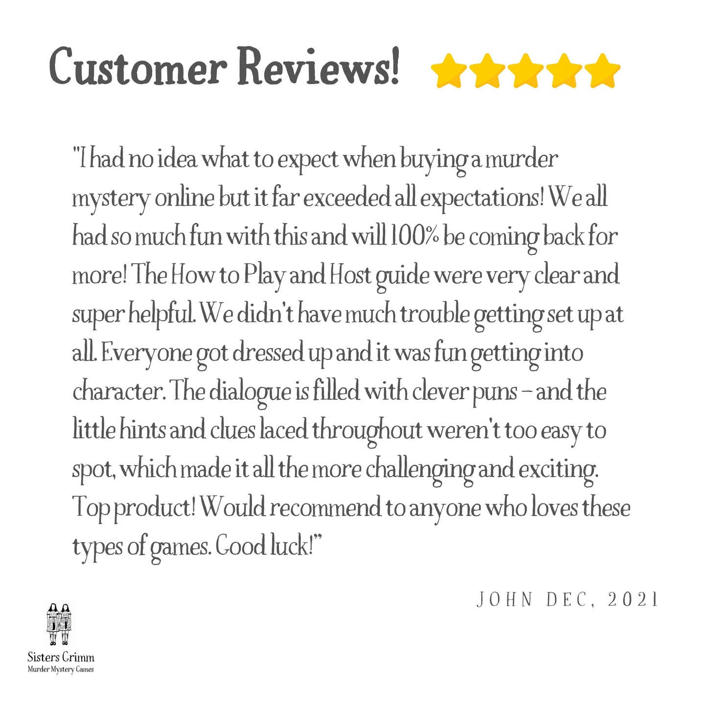 5 star customer reviews