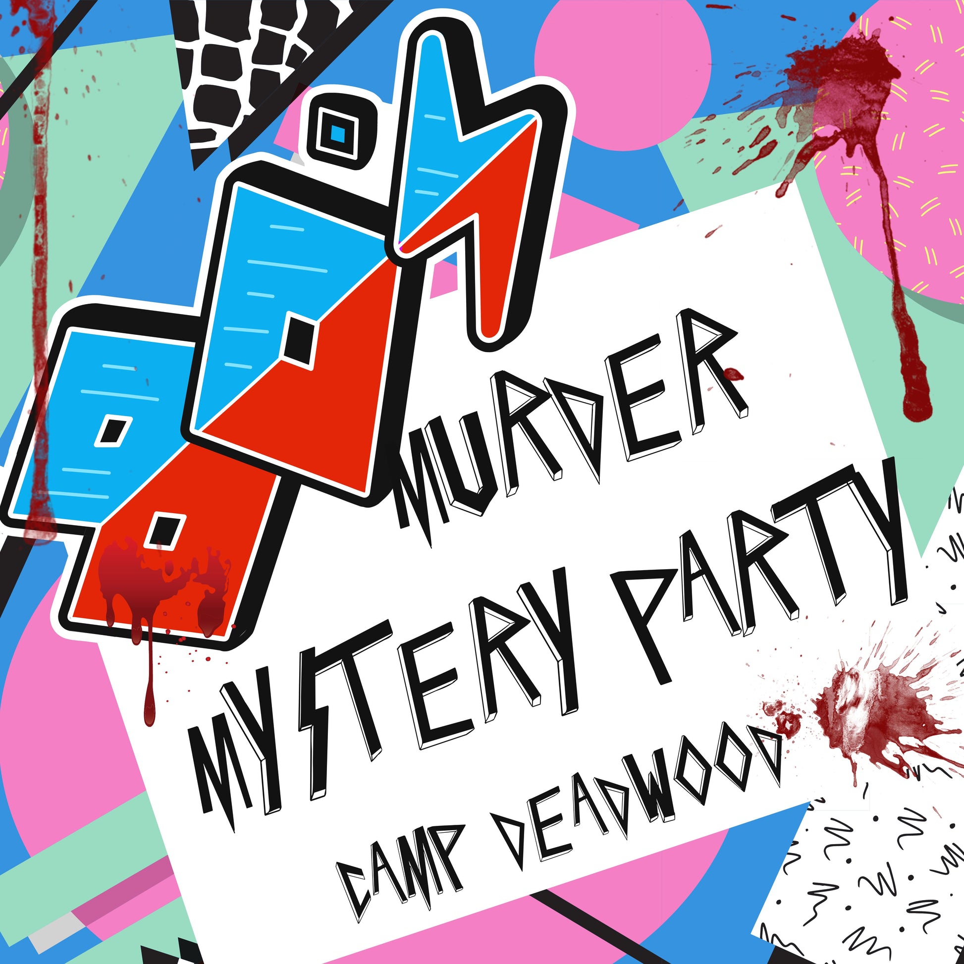 Fun and colourful fully scripted 1980s themed murder mystery party game for 5-10 players