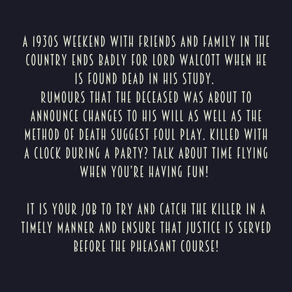 Game plot for ‘Murder at the Manor' murder mystery party. Includes story setup, victim intro, and invitation to solve the case in a printable mystery dinner game.
