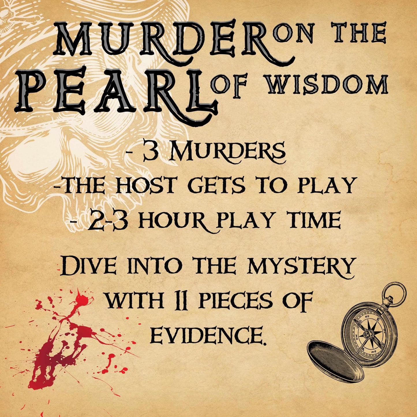 Murder on the Pearl of Wisdom- A Pirate Themed Murder Mystery Party Game (10-20 Guests)