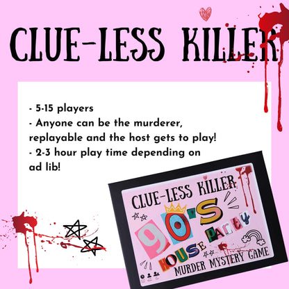 90s Themed Murder Mystery Party Kit Complete Murder Mystery Box 5-15 Players Reusable Party Game