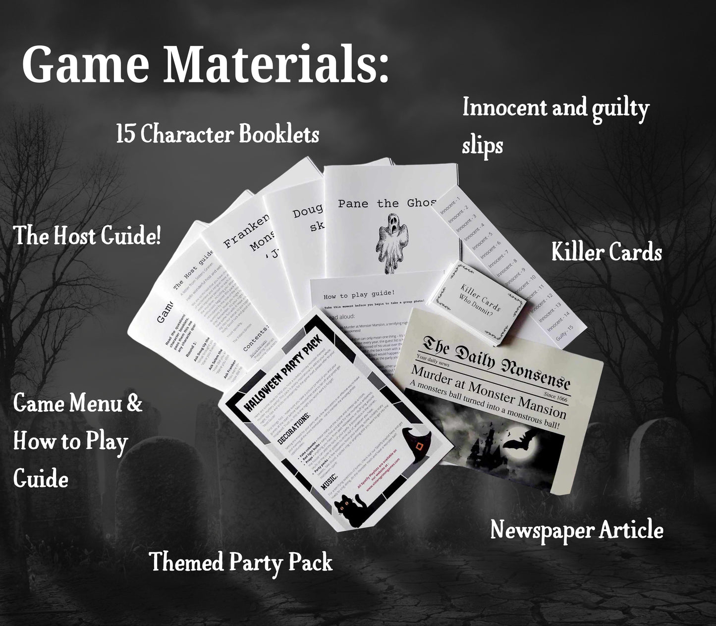 Halloween Murder Mystery Party Kit Boxed game 8-15 Players Reusable Monster Theme Party Game