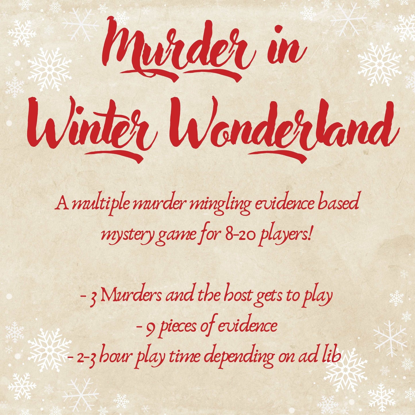 Murder in a Winter Wonderland - A Christmas Murder Mystery Party Game (8-20 Guests)