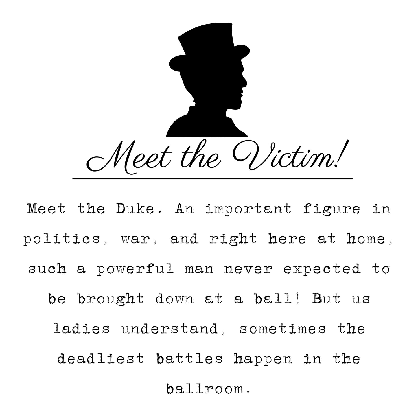 Character profile of the victim in the Bridgerton Inspired murder mystery game. Includes image and backstory for immersive mystery gameplay.
