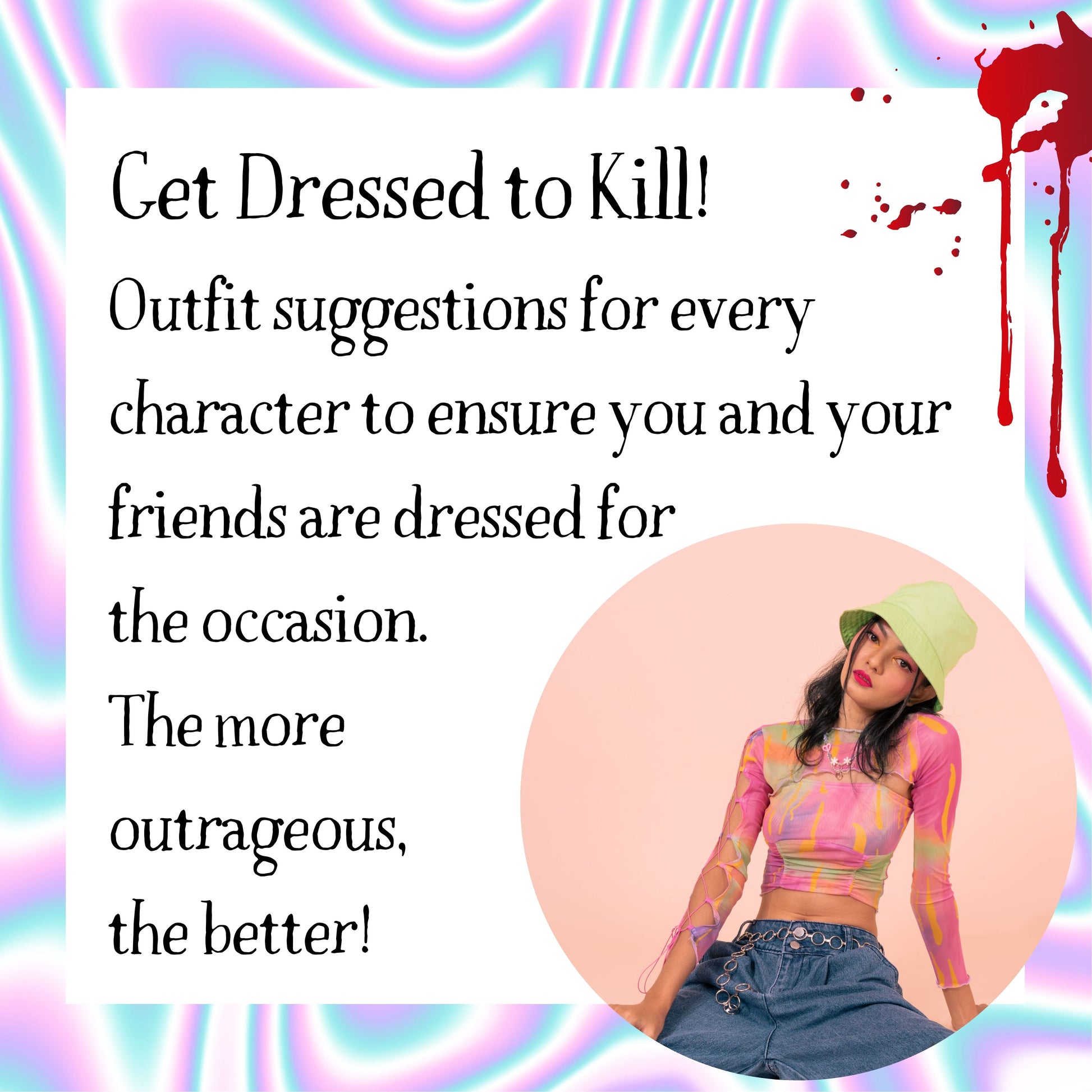 Costume ideas for a 2000 themed murder mystery party. Players dressed to match the party theme for an immersive murder mystery experience.