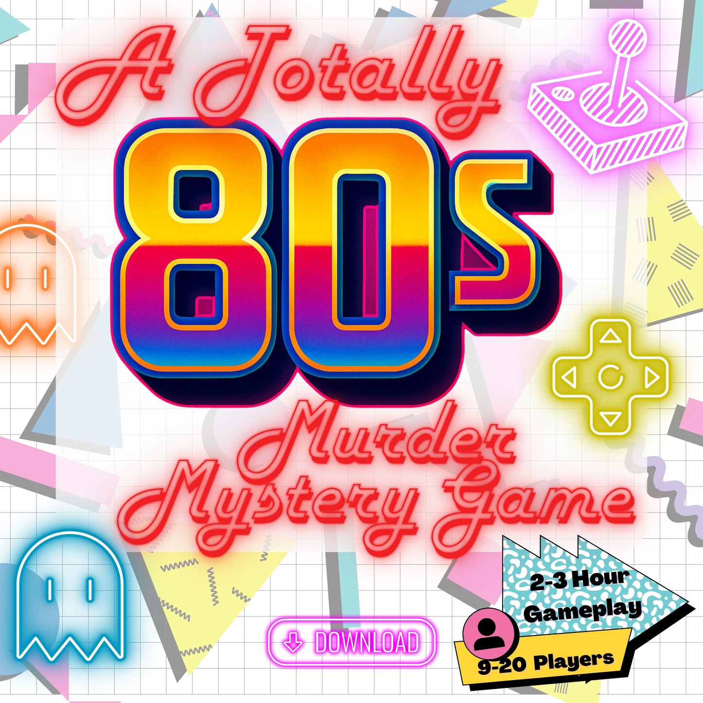 Game Over - An 80s Arcade Themed Murder Mystery Party Game (9-20 Guests)