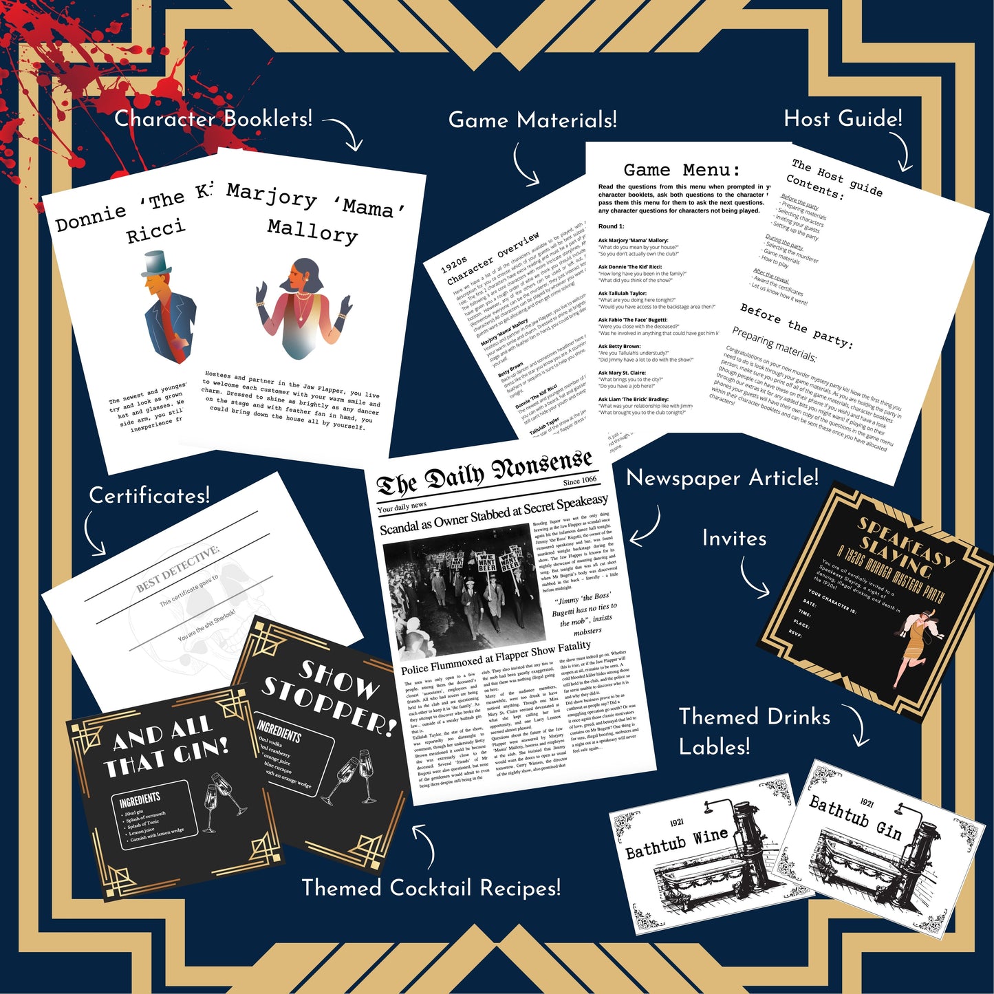 A Speakeasy Slaying - A 1920s Prohibition Murder Mystery Party Game for 10-20 Players