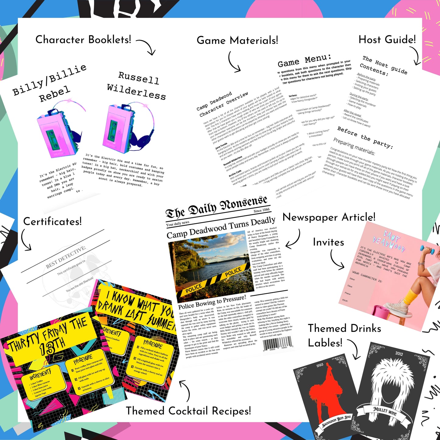 Camp Deadwood! - A 80's Themed Murder Mystery Party (5-15 Guests)