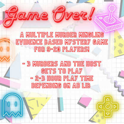 Game Over - An 80s Arcade Themed Murder Mystery Party Game (9-20 Guests)